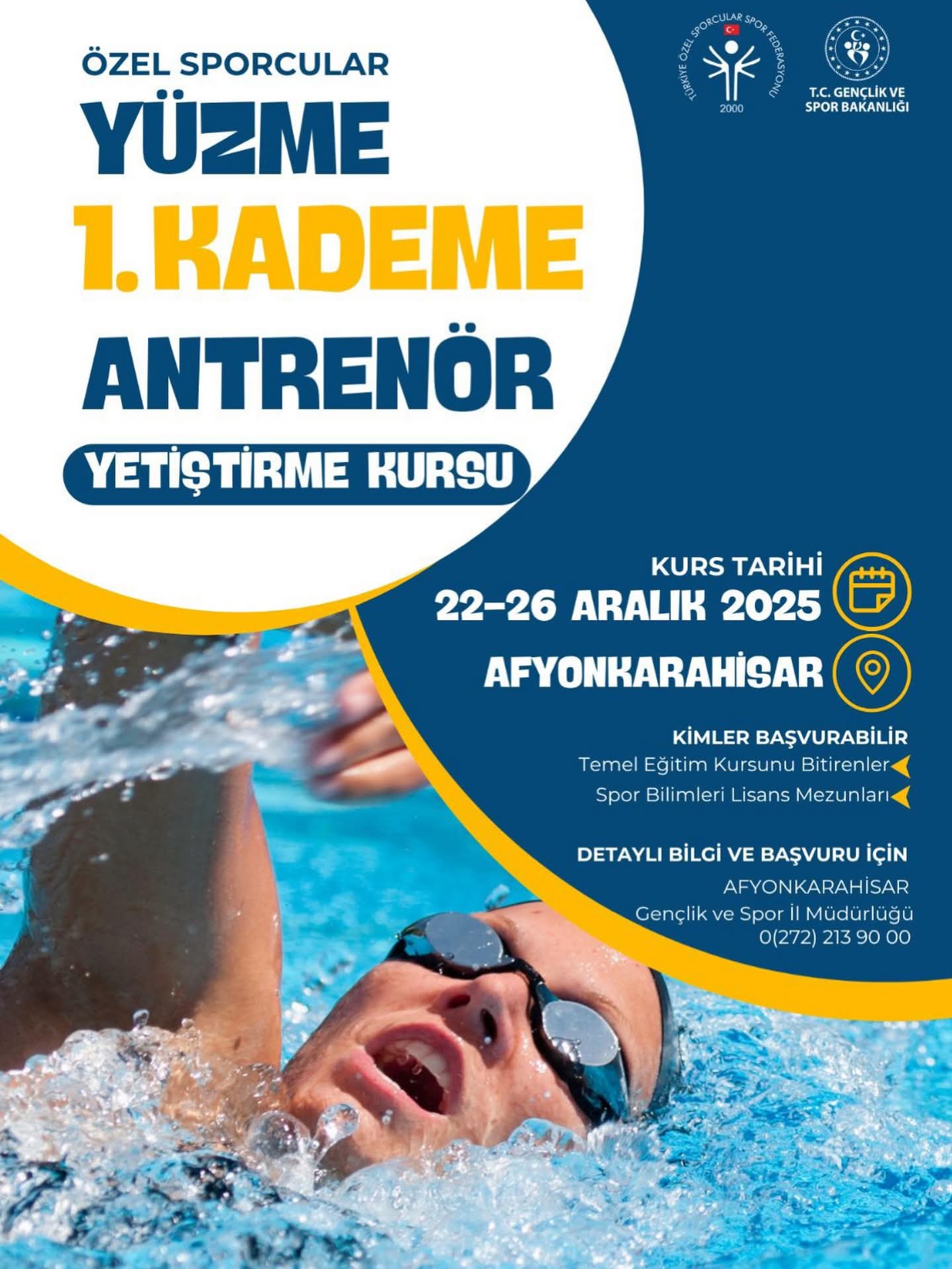 Özel Sporcular Yüzme 1. Kademe Yardımcı Antrenör Kursu Başlıyor