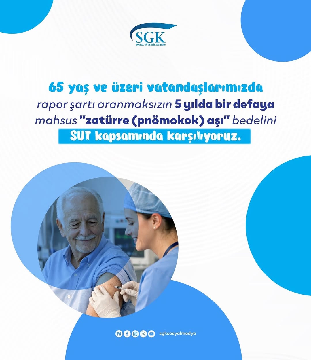 65 Yaş ve Üzeri Vatandaşlara Zatürre Aşısı Ücretsiz!