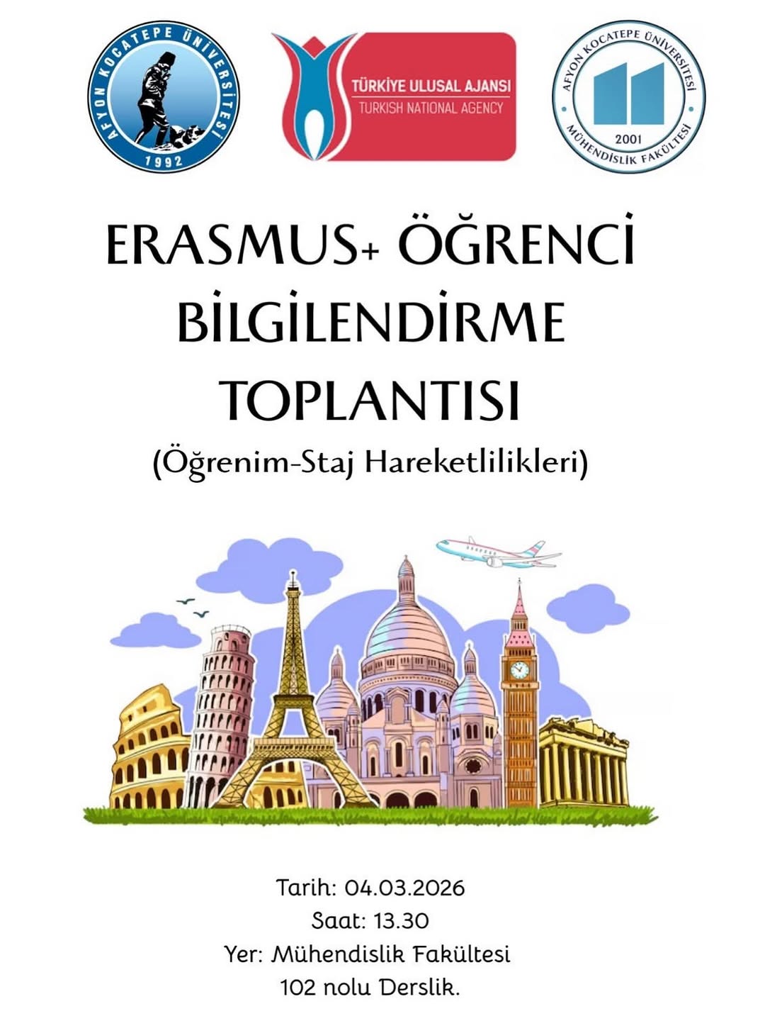 Afyon Kocatepe Üniversitesi'nde Bugün: Erasmus Bilgilendirme Toplantısı