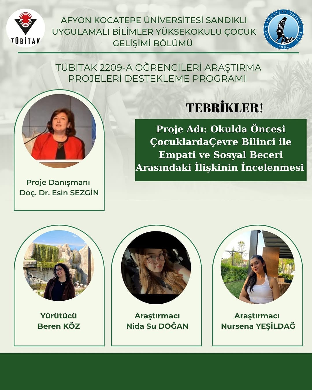 Afyon Kocatepe Üniversitesi'nden TÜBİTAK Destekli Başarı Haberi