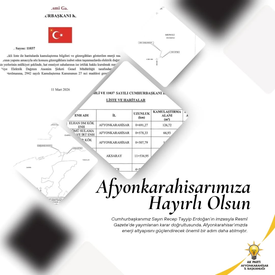 Afyonkarahisar’a Enerji Nakil Hatları İçin Kamulaştırma Kararları Alındı