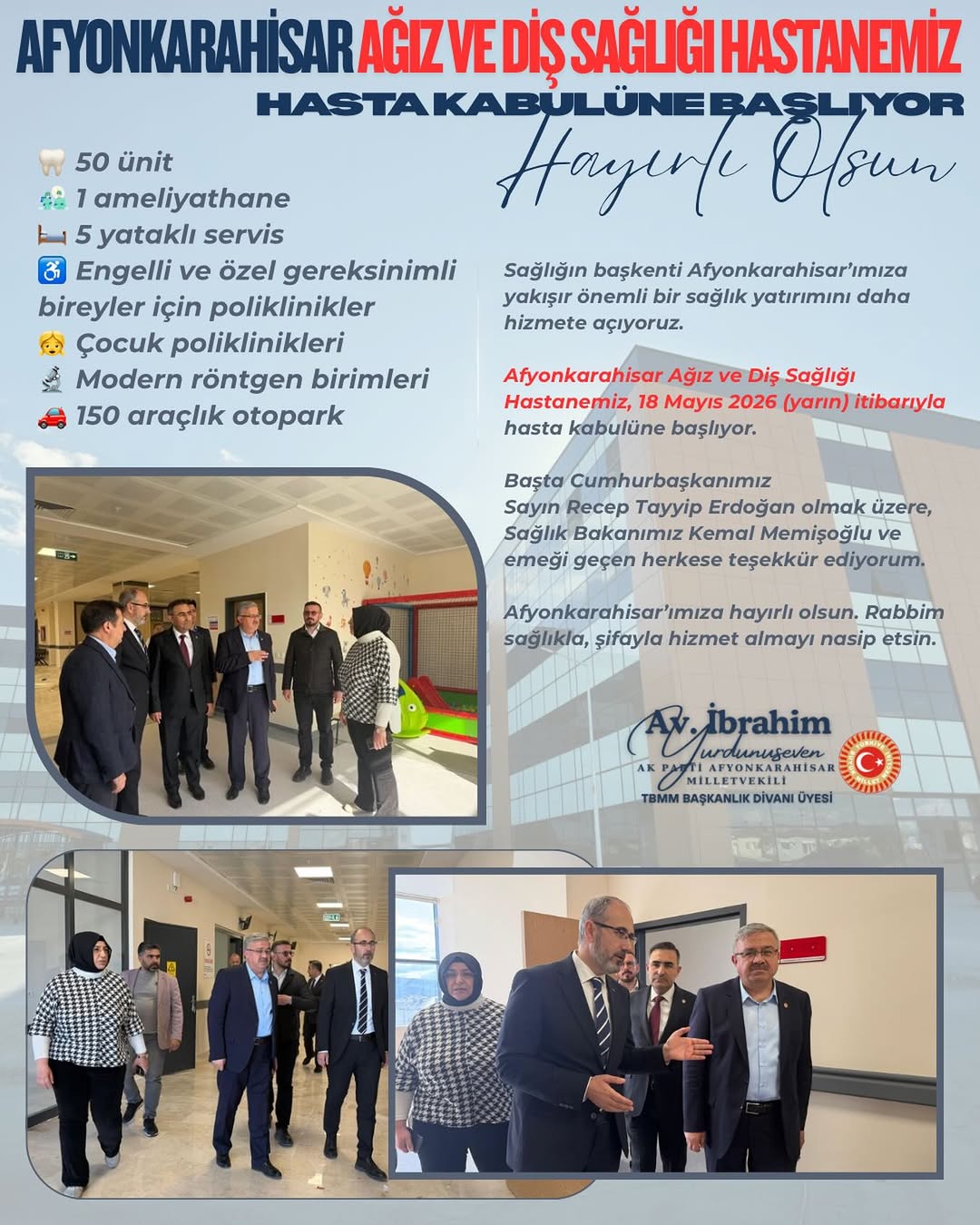Afyonkarahisar'a Yeni Ağız ve Diş Sağlığı Hastanesi Hizmete Açılıyor