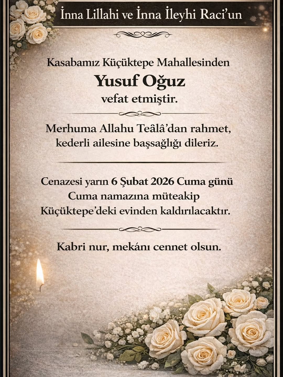 Afyonkarahisar AhmetPaşa Belediyesi'nden Başsağlığı Duyurusu