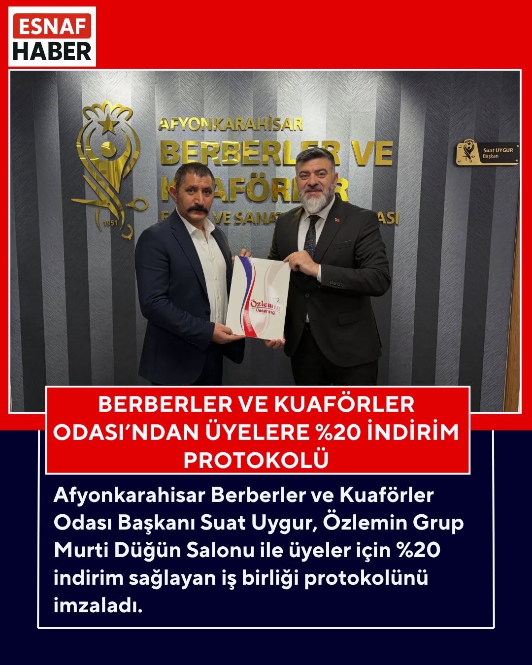 Afyonkarahisar Berberler ve Kuaförler Odası'ndan Üyelere %20 İndirim Protokolü