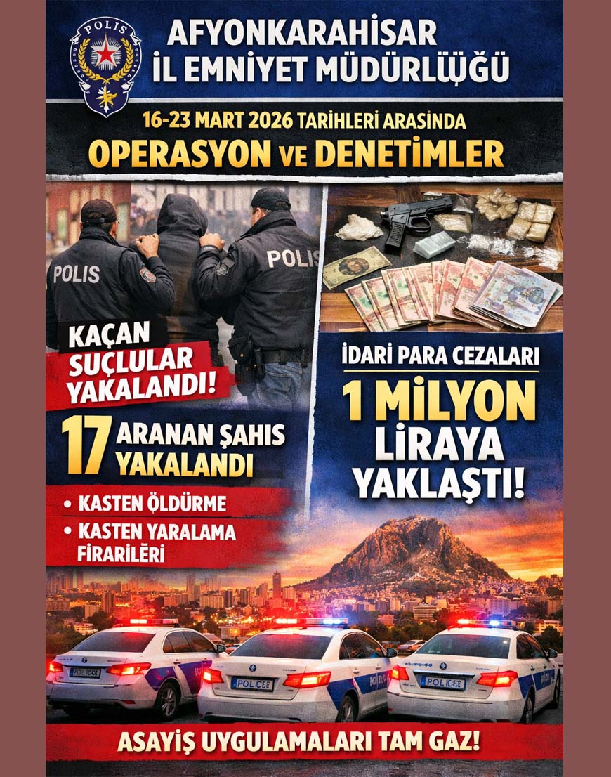 Afyonkarahisar Emniyet Müdürlüğü'nden Operasyon: 17 Aranan Şahıs Yakalandı