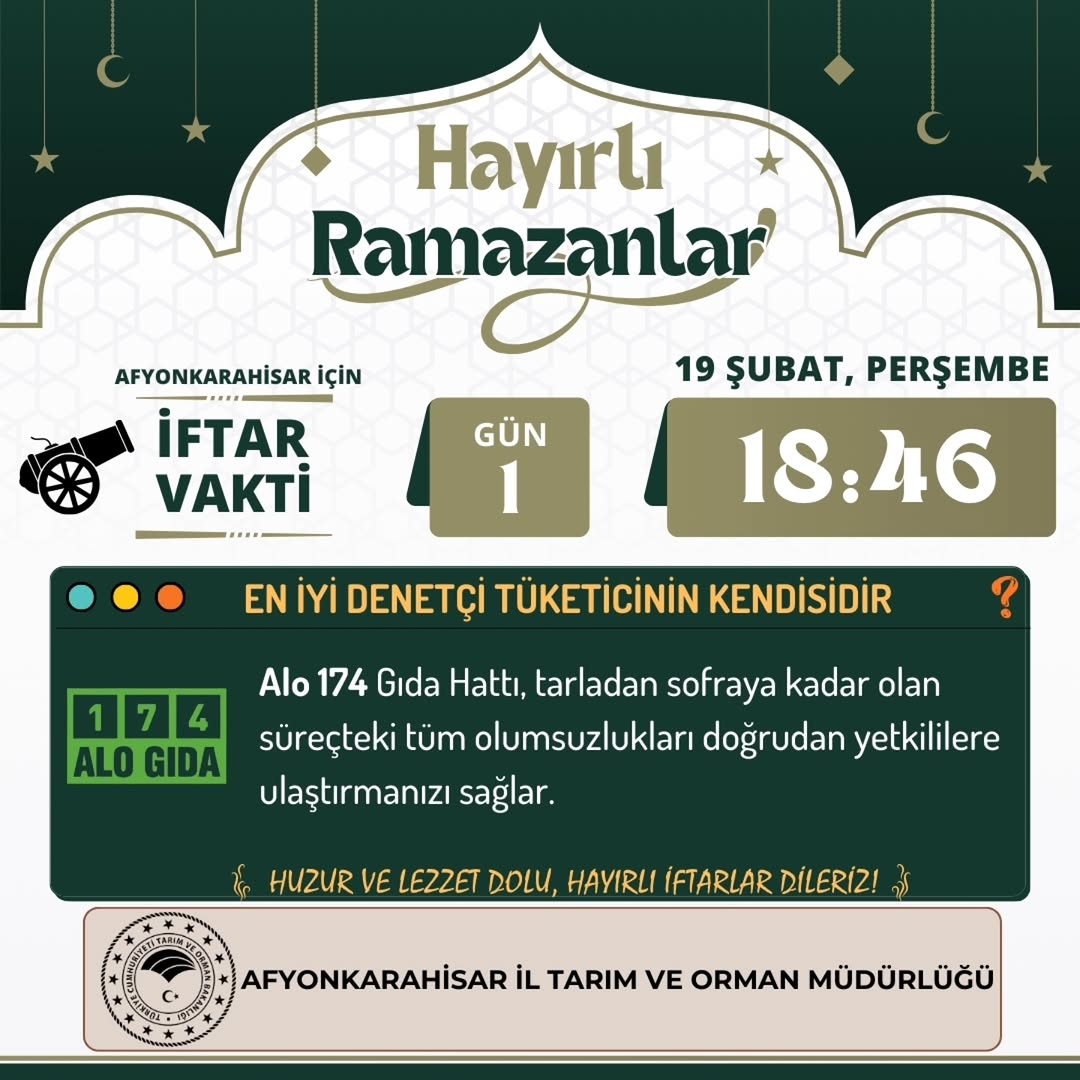 Afyonkarahisar İçin İftar Vakti