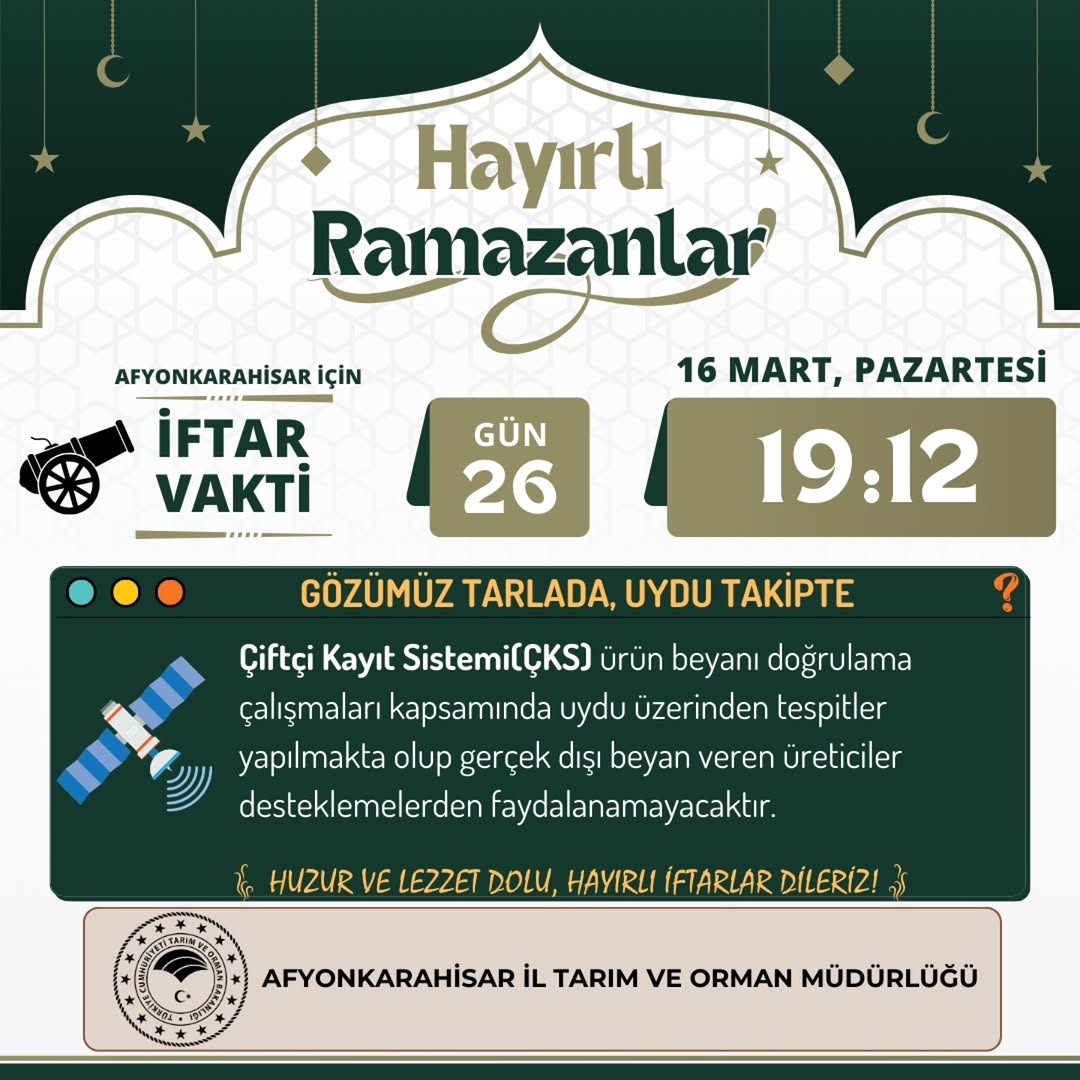 Afyonkarahisar İçin İftar Vakti