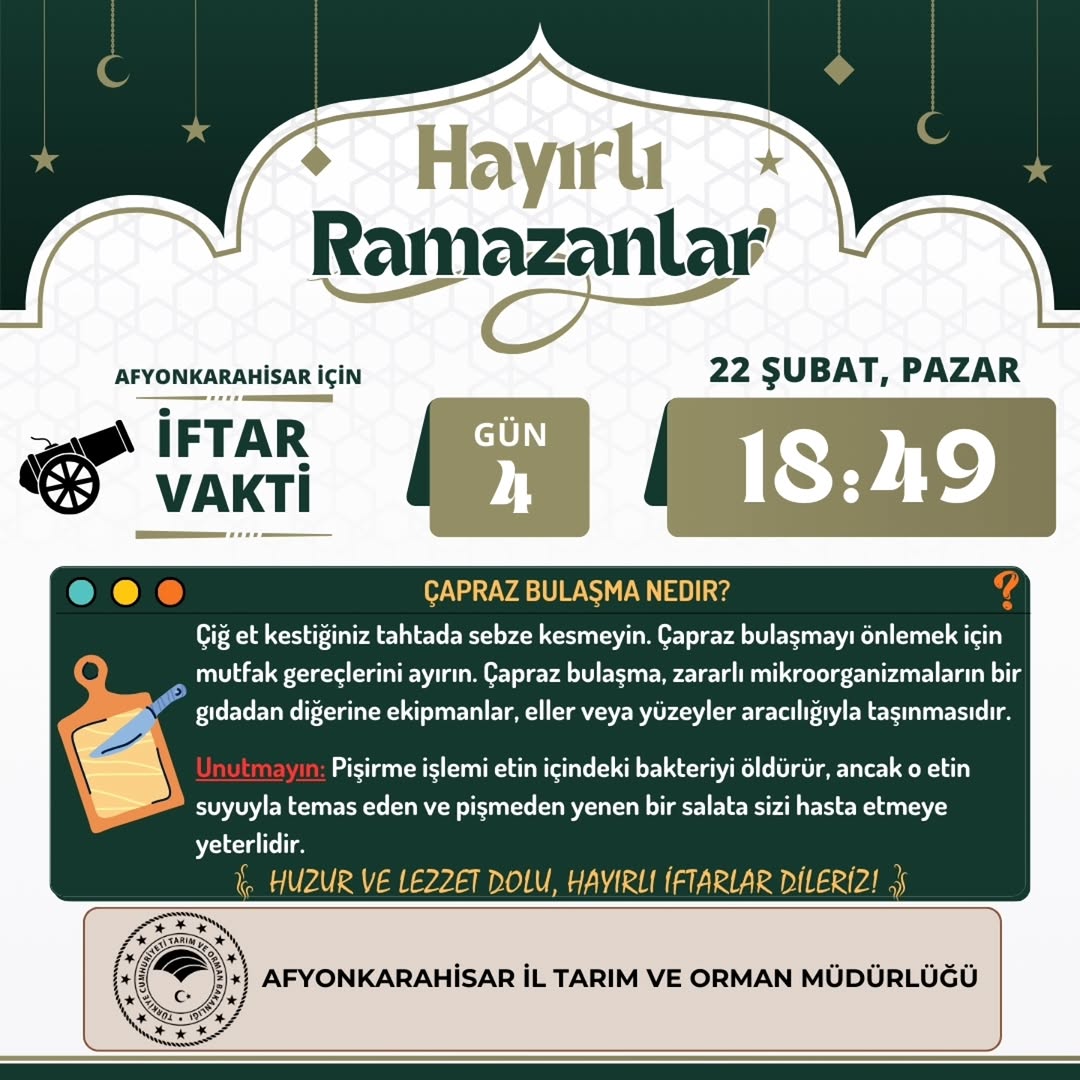 Afyonkarahisar İl Tarım Ve Orman Müdürlüğü'nden İftar Vakti Açıklaması