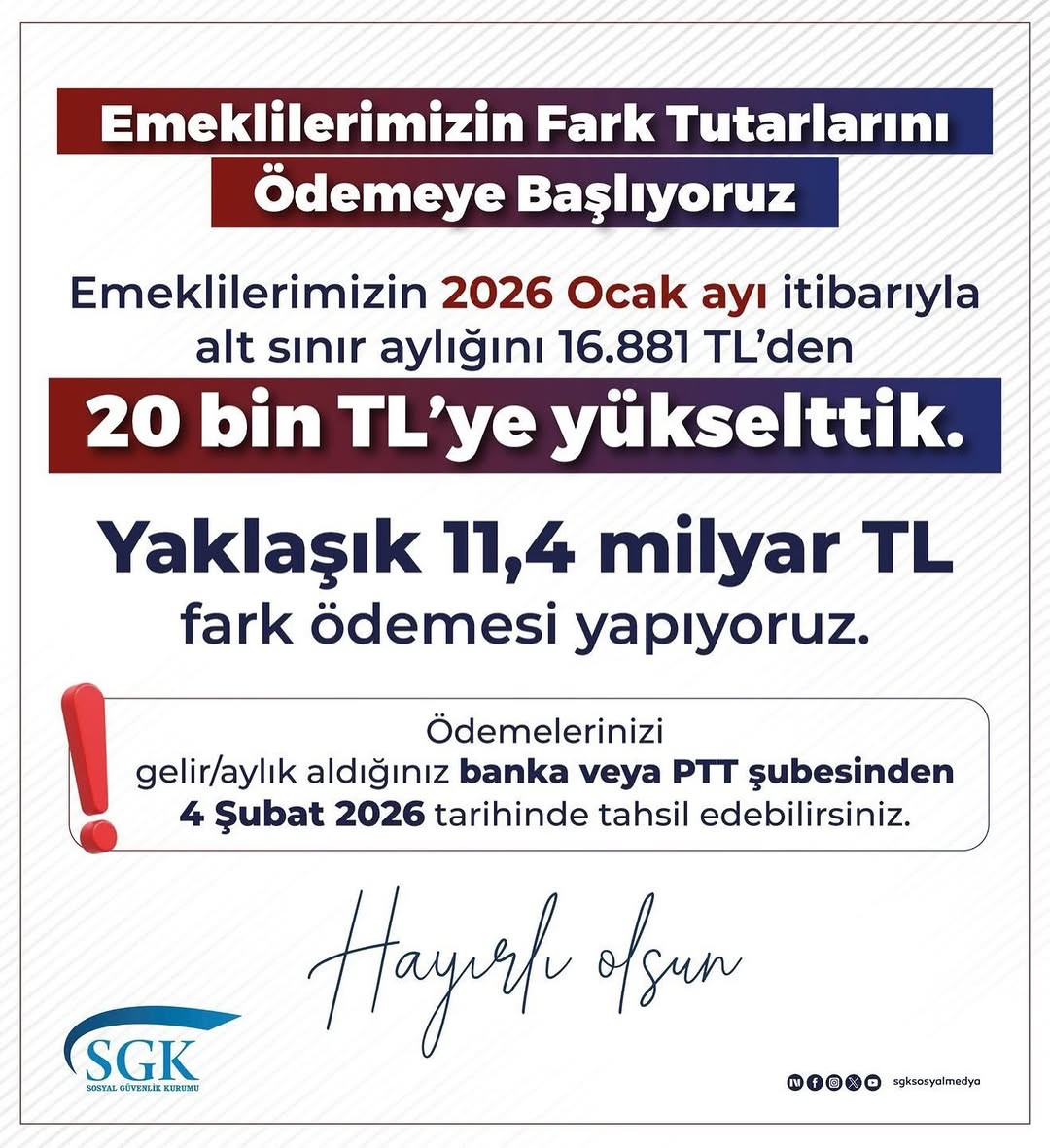 Afyonkarahisar Sgk İl Müdürlüğü'nden Emeklilere Fark Tutarları Hakkında Önemli Duyuru