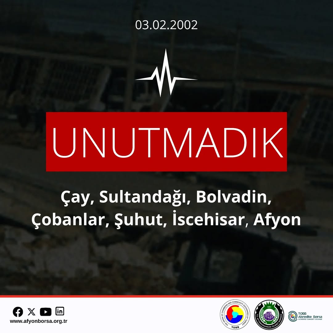Afyonkarahisar Ticaret Borsası'ndan 03.02.2002 Afyon Depremi Açıklaması