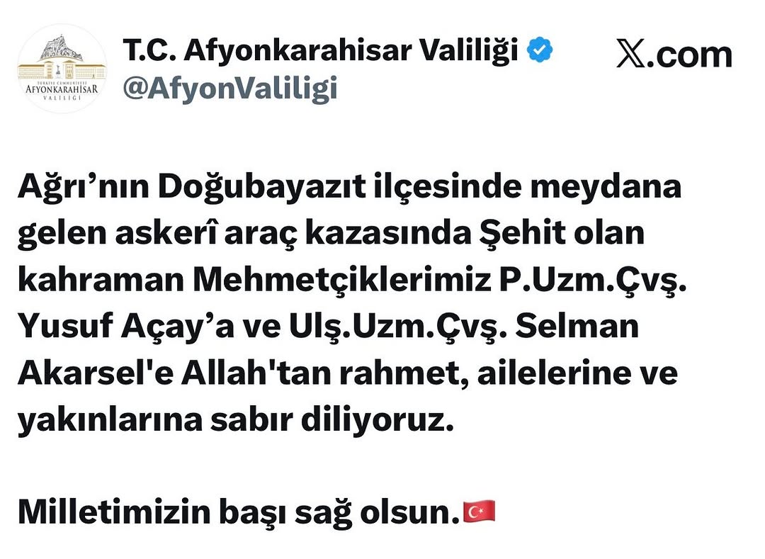 Ağrı Doğubayazıt'ta Şehit Düşen Mehmetçiklerimiz için Başsağlığı