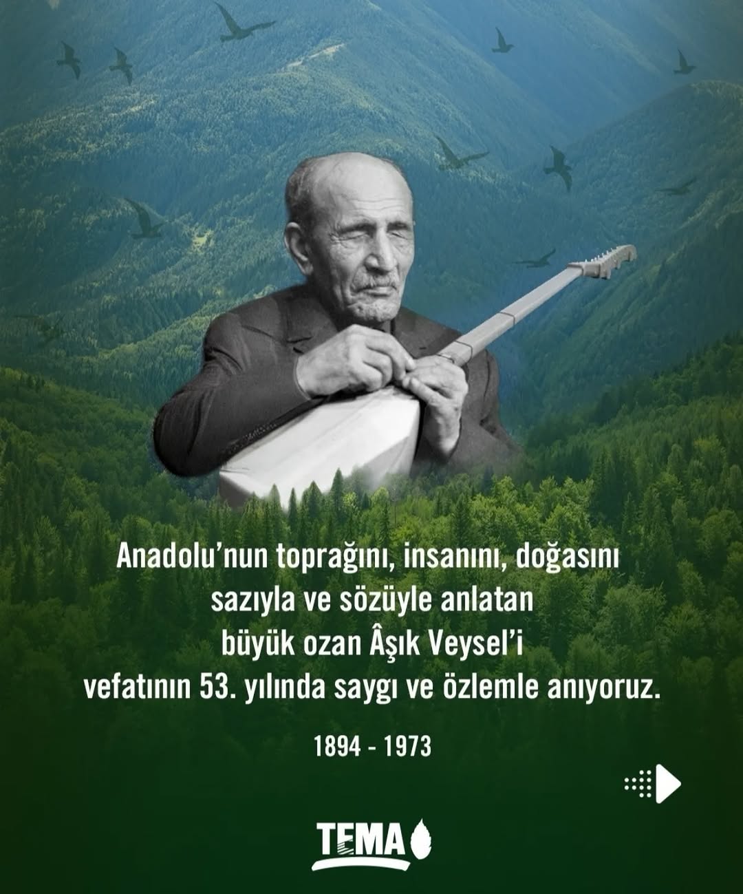Aşık Veysel'in Vefatının 53. Yılında Anısına Hatıra Ormanı Oluşturuldu