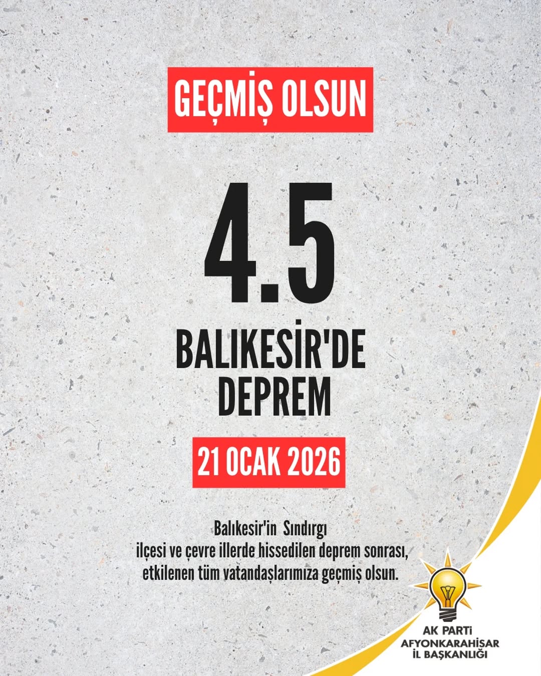 Balıkesir ve Çevresindeki Depremin Ardından Vatandaşlara Geçmiş Olsun Dilekleri