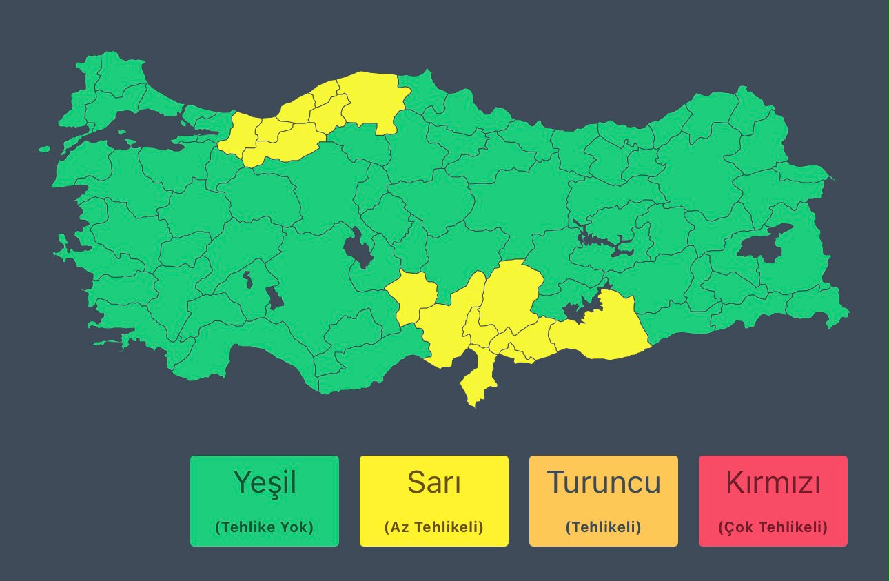 Batı Karadeniz ve Güneyde Şiddetli Yağış Uyarısı
