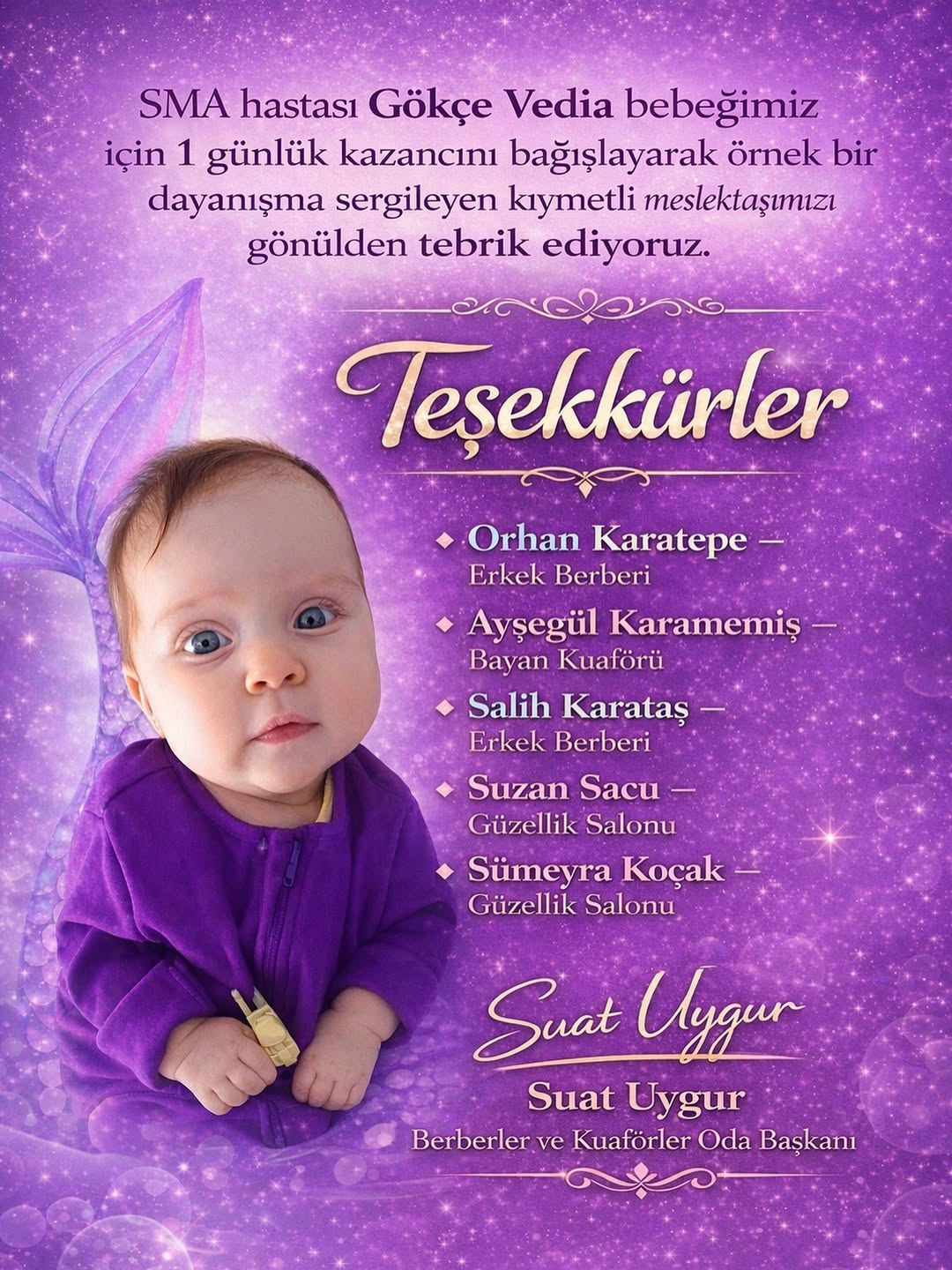 Berberler ve Kuaförler Dayanışması: SMA Hastası Bebeğe Destek