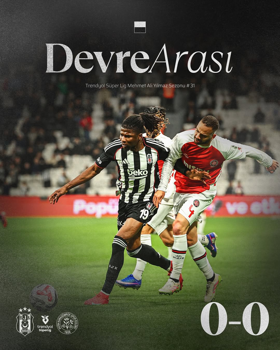 Beşiktaş 0-0 Fatih Karagümrük Maçında İlk Yarı Bitti