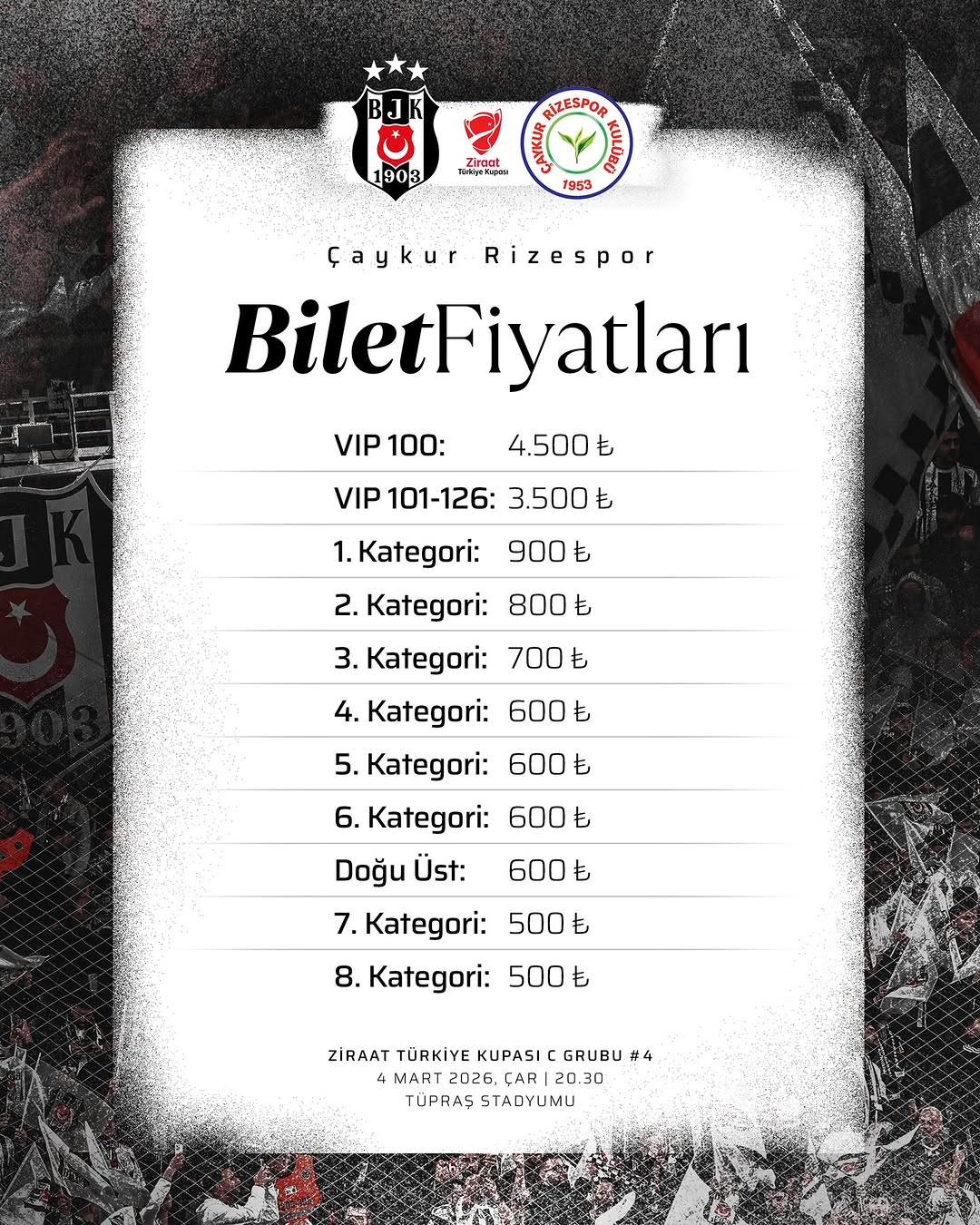 Beşiktaş Çaykur Rizespor Maçı Biletleri Hakkında Bilgilendirme