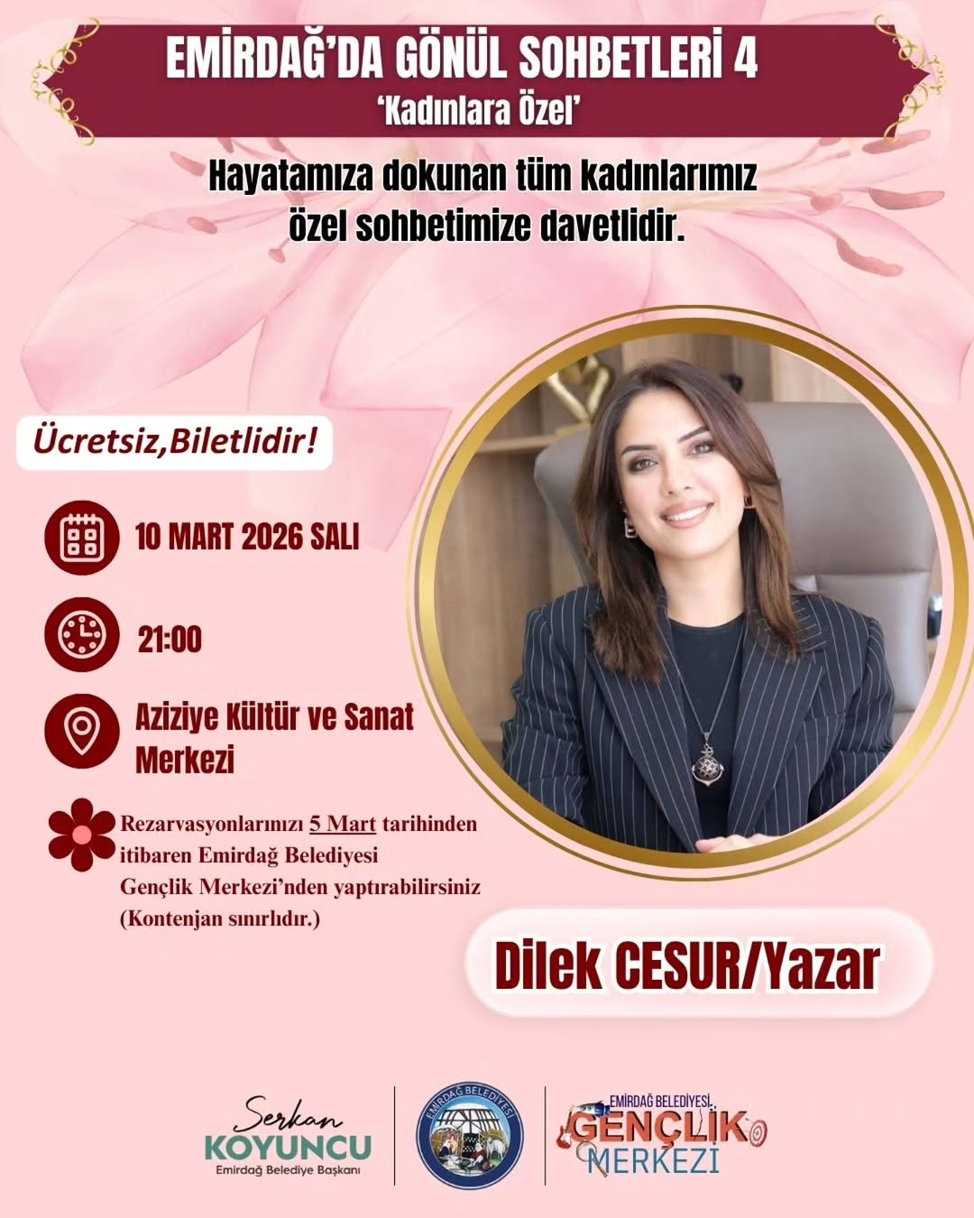 Emirdağ Belediyesi Kadınlar Günü'ne Özel Gönül Sohbeti Düzenliyor