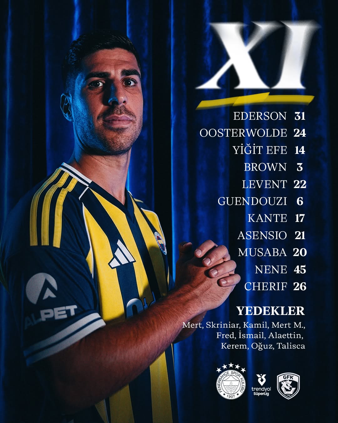 Fenerbahçe'nin Gaziantep FK maçı ilk 11'i belli oldu