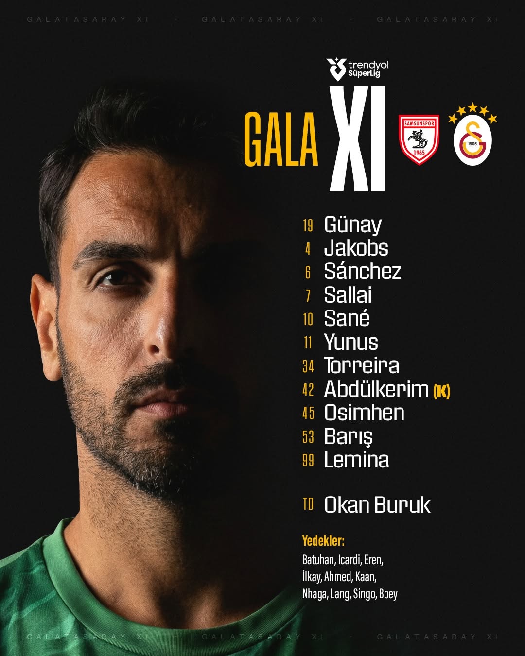Galatasaray'ın Samsunspor Maçı Kadrosu Belli Oldu