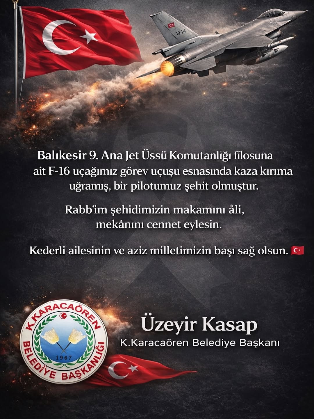 Karamıkkaracaören Belediye Başkanı Üzeyir Kasap'tan Vatansever Paylaşım