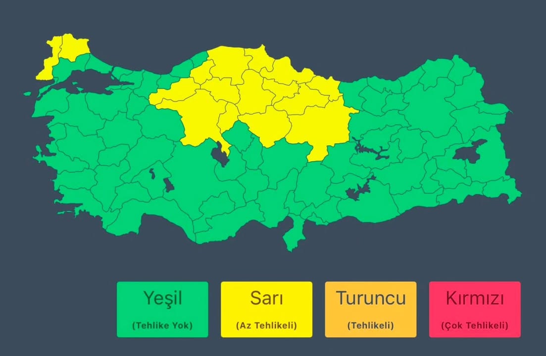 Meteoroloji Genel Müdürlüğü'nden Alınan Son Bilgilere Göre Hava Durumu Uyarısı