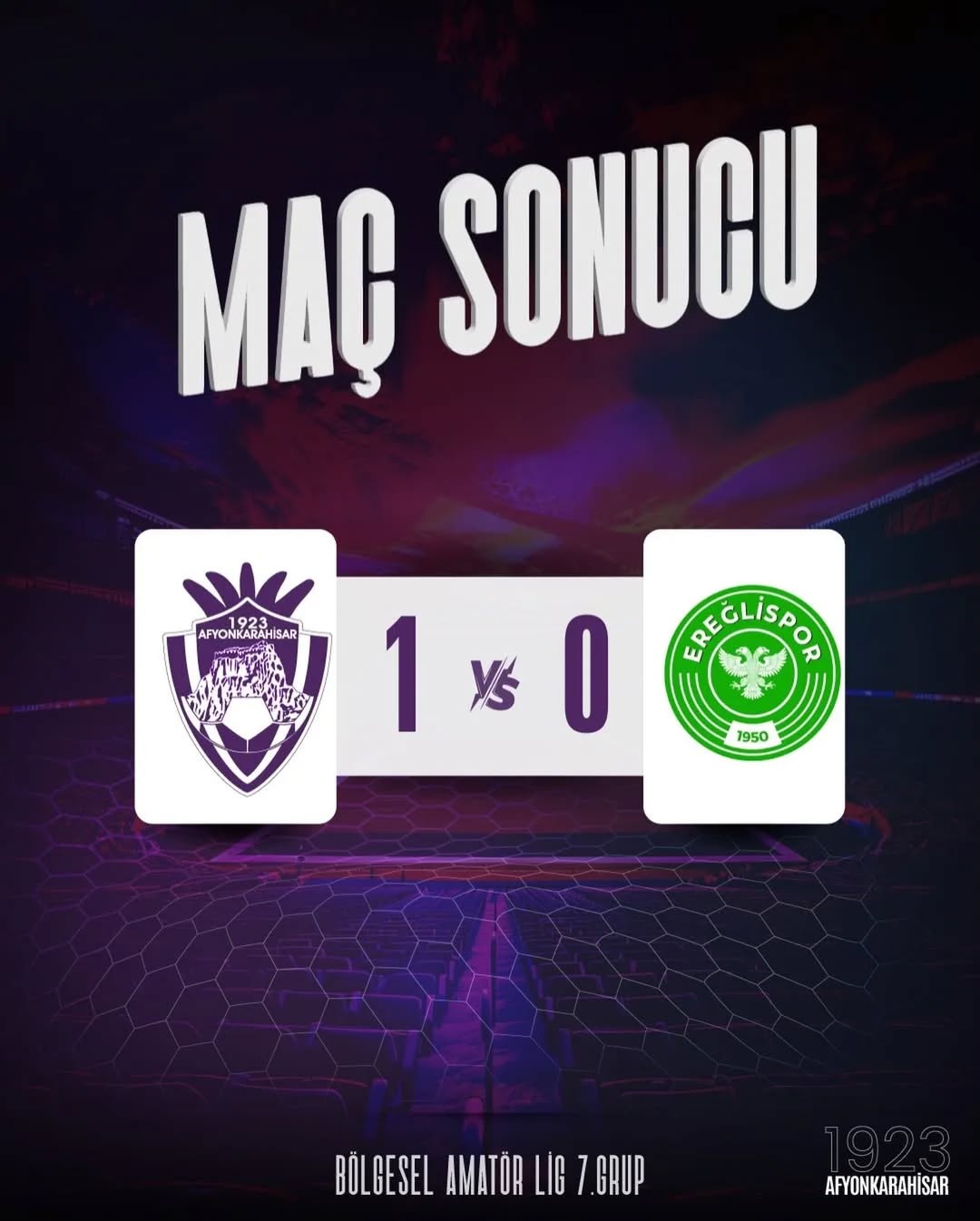 MS| 1923 Afyonkarahisar 1-0 Ereğlispor Maç Sonucu ve Tebrikler!