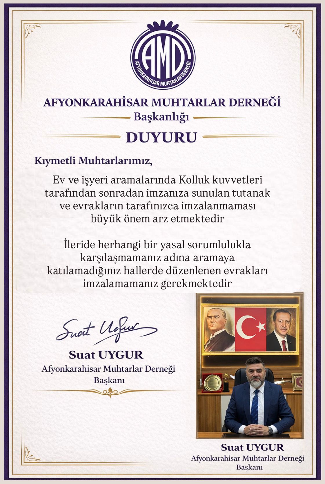 Muhtarlara Kritik İmza Uyarısı