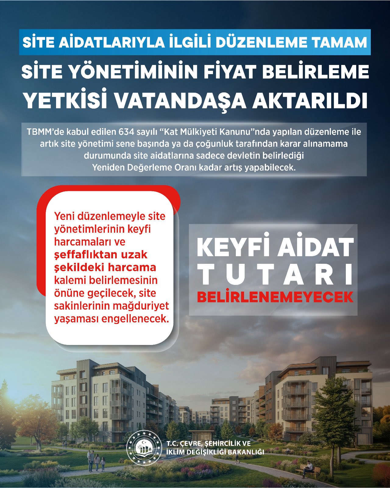 Site aidatlarına yönelik yeni düzenleme yürürlüğe girdi
