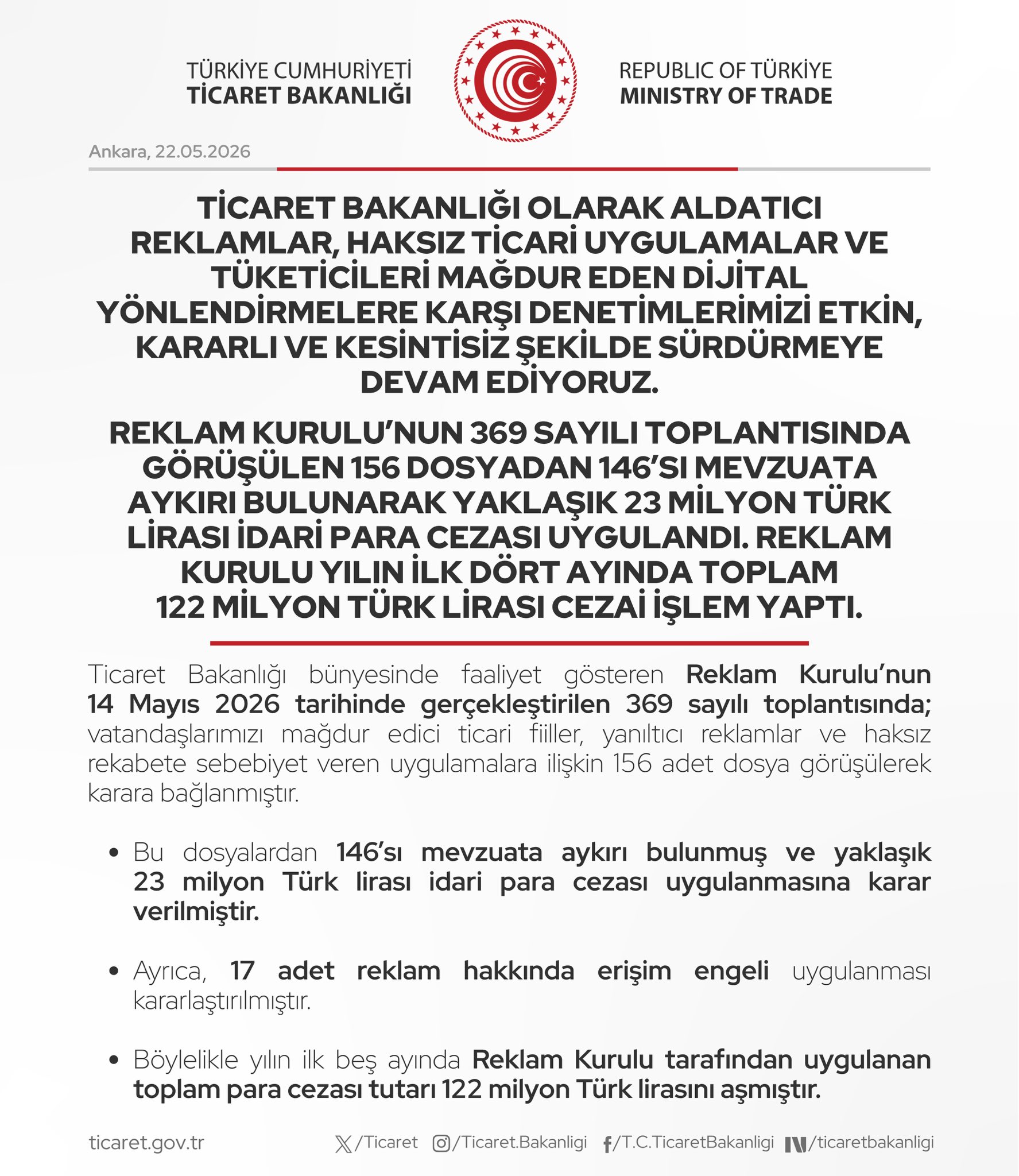 Ticaret Bakanlığı'ndan haksız reklamlara denetim