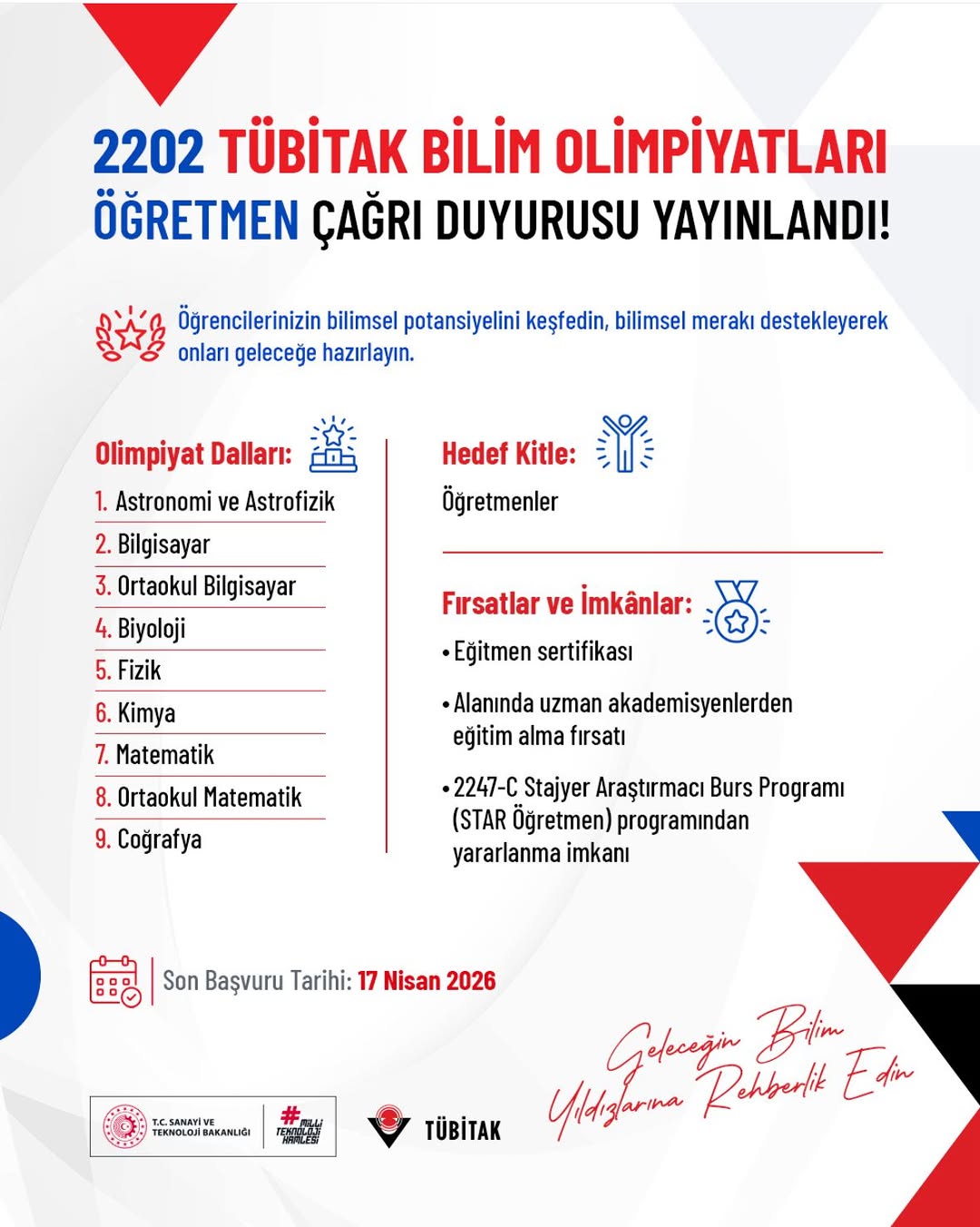 TÜBİTAK 34. Bilim Olimpiyatları Birinci Aşama Sınavı Başvuruları Başladı!