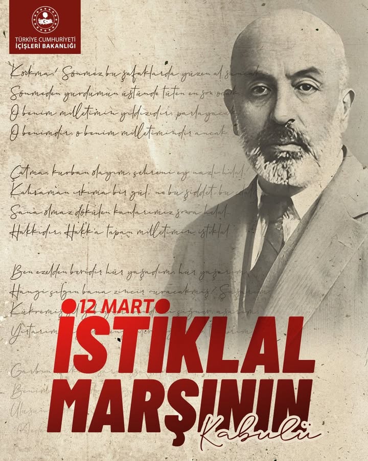 Türkiye Cumhuriyeti İçişleri Bakanlığı'ndan İstiklal Marşı Paylaşımı