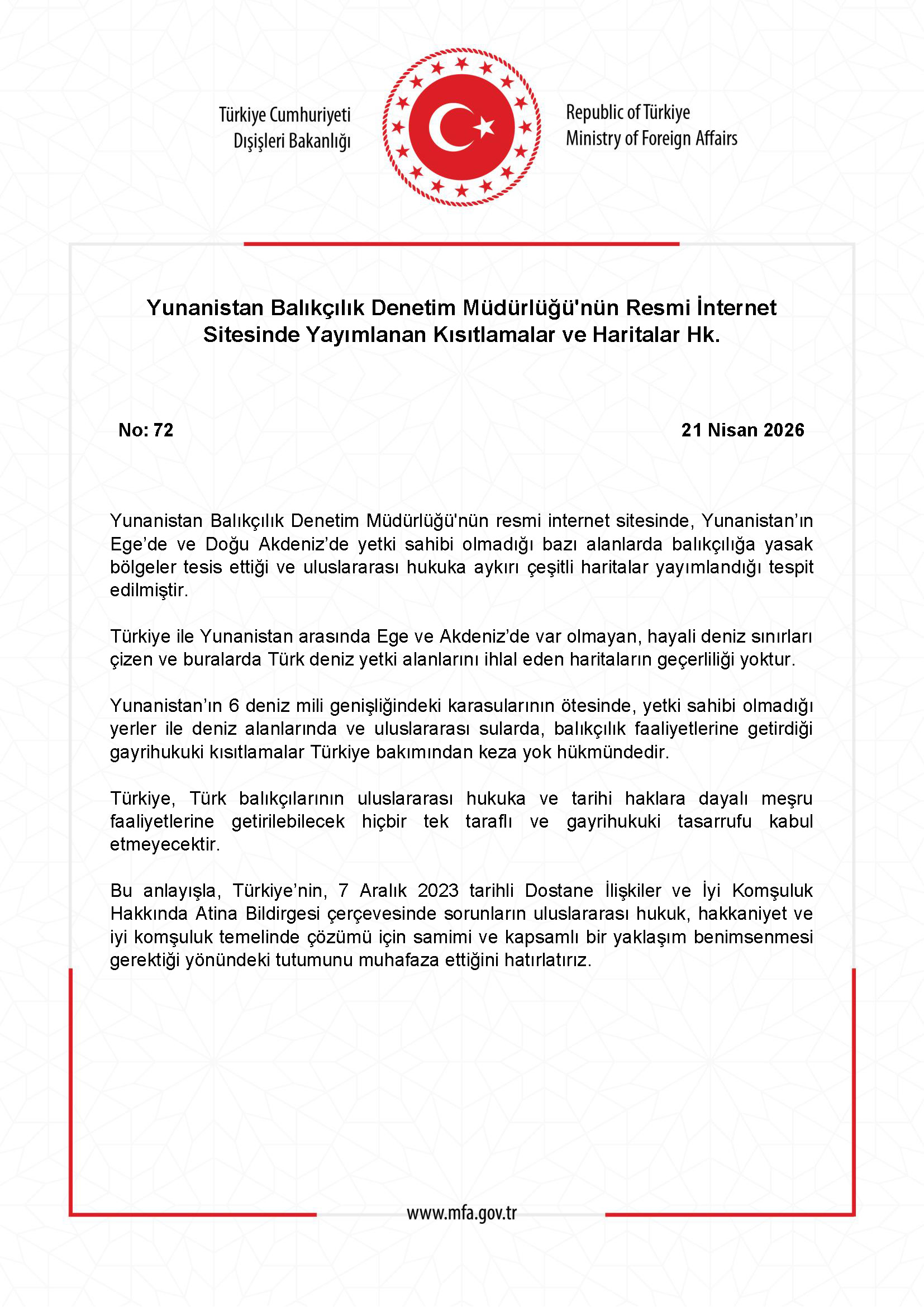 Yunanistan Balıkçılık Denetim Müdürlüğü Kısıtlamaları Duyuruldu