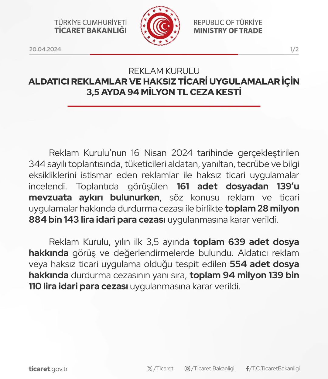 Ticaret Bakanlığı, Aldatıcı Reklamlara Yüksek Cezalar Uyguluyor