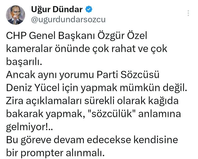 CHP Genel Başkanı Özgür Özel ve Parti Sözcüsü Deniz Yücel'in Performansları Değerlendirildi