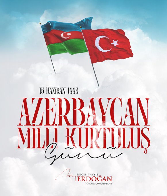 Türkiye Cumhurbaşkanı Recep Tayyip Erdoğan, Azerbaycan'ın Millî Kurtuluş Günü'nü Kutladı