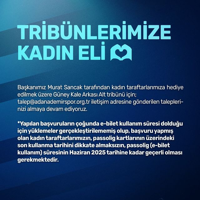 Adana Demirspor, Kadın Taraftarlara Özel Bir Tribün Projesi Başlattı