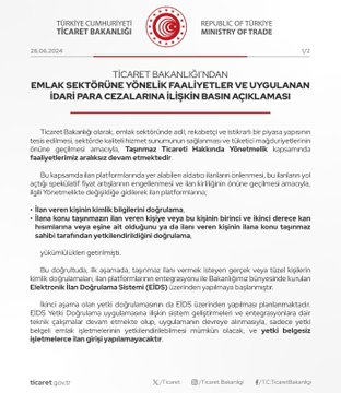 Ticaret Bakanı Ömer Bolat Emlak Sektörüne Yönelik Düzenlemeleri Açıkladı