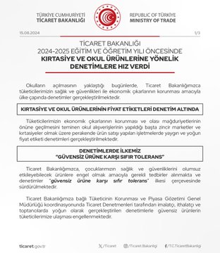 Ticaret Bakanlığı, Kırtasiye ve Okul Ürünleri Denetimlerini Artırdı