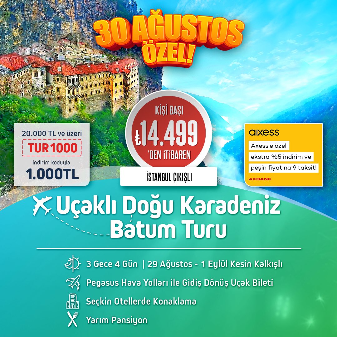 30 Ağustos'a Özel Uçaklı Doğu Karadeniz ve Batum Turu