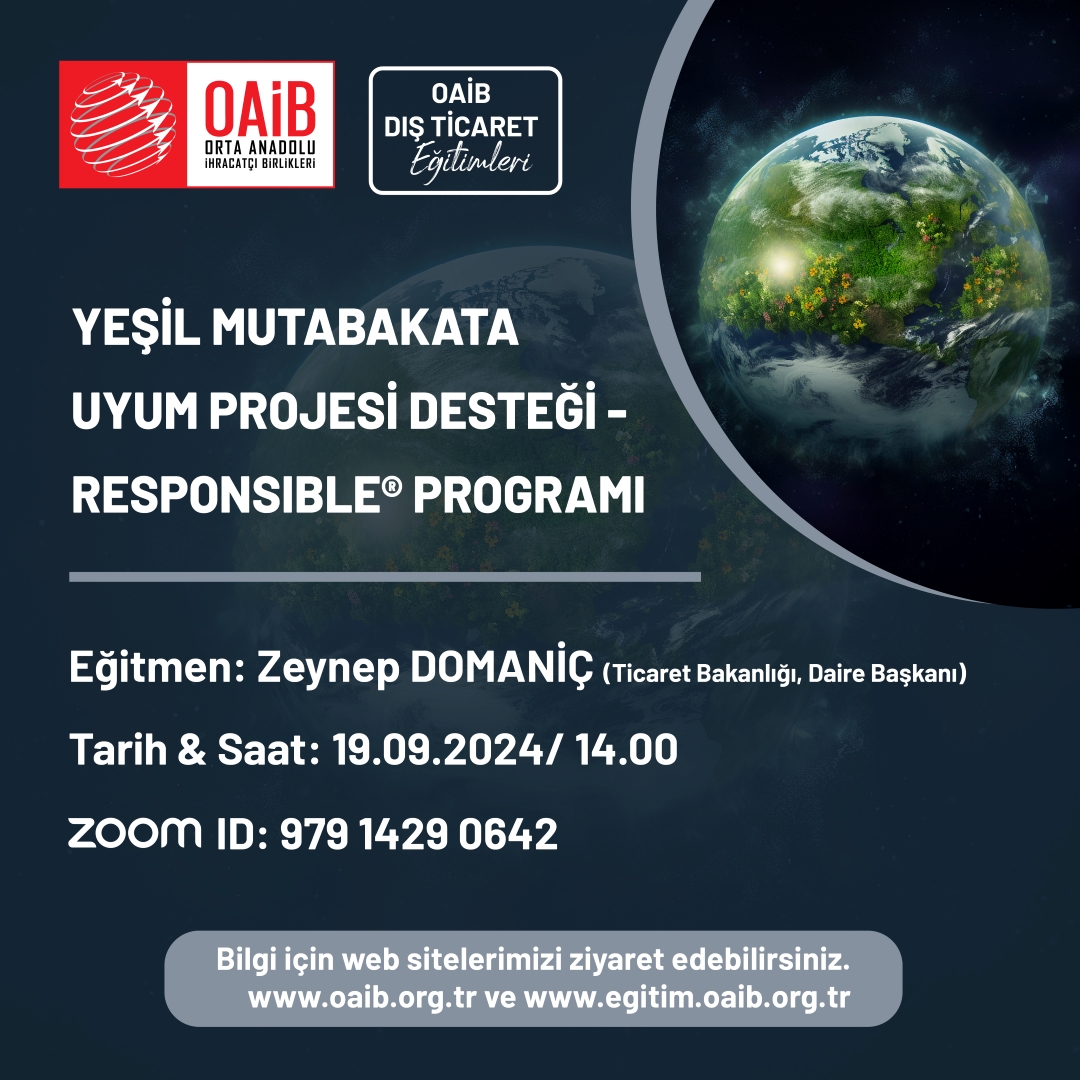 Yeşil Mutabakata Uyum Projesi Desteği kapsamında Responsible® Programı eğitimi düzenleniyor