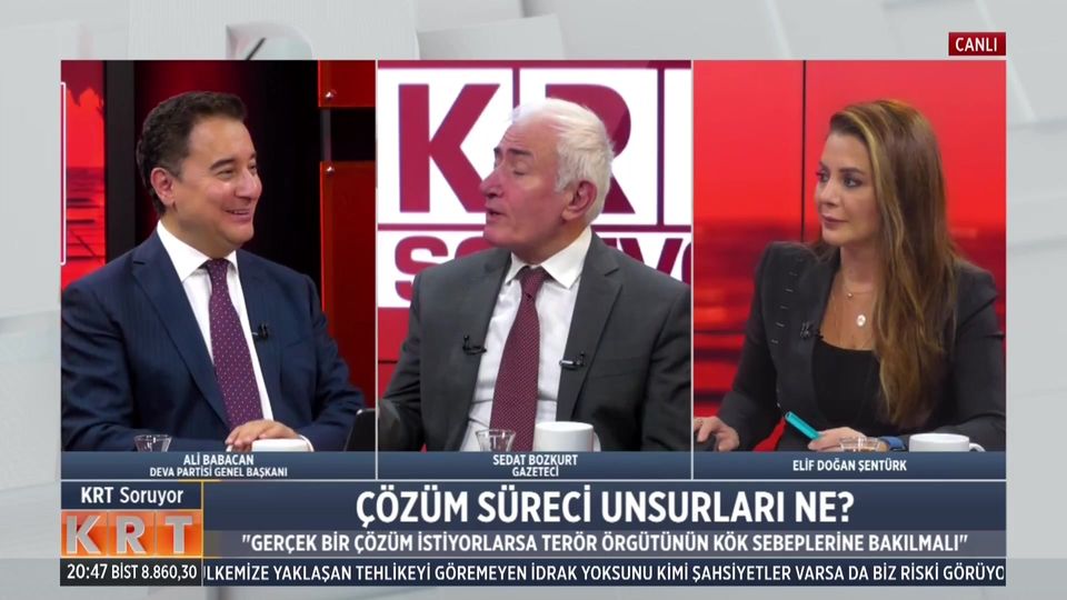 DEVA Partisi Genel Başkanı Ali Babacan, KRT TV'de Programa Katılacak