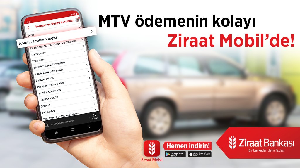 Ziraat Bankası, Ziraat Mobil Uygulaması ile MTV Ödemelerini Kolaylaştırıyor