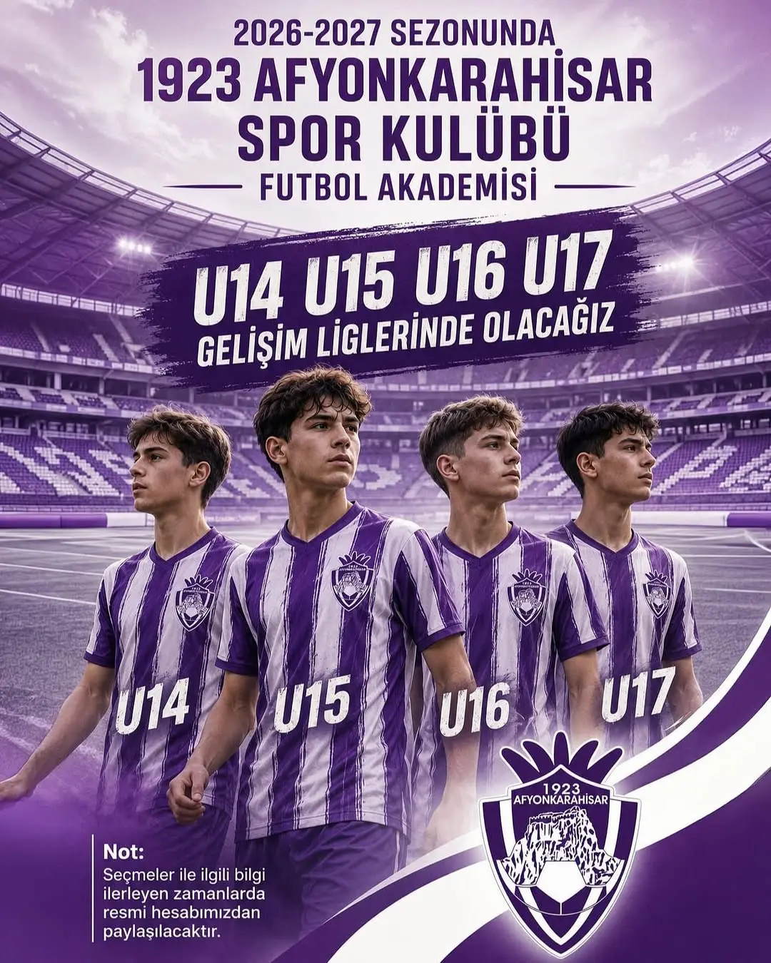 1923 Afyonkarahisar Spor Kulübü Futbol Akademisi Genç Yeteneklere Kapılarını Açıyor!