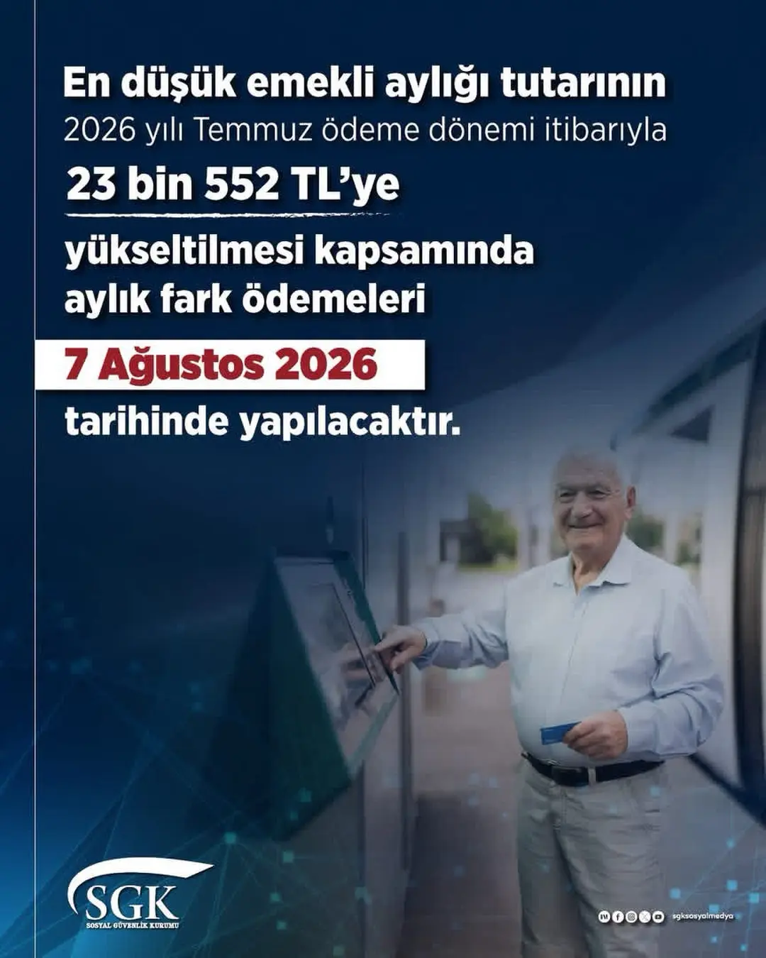 2026 Temmuz Ayında En Düşük Emekli Aylığı Tutarı 23.552 TL'ye Yükseltilecek