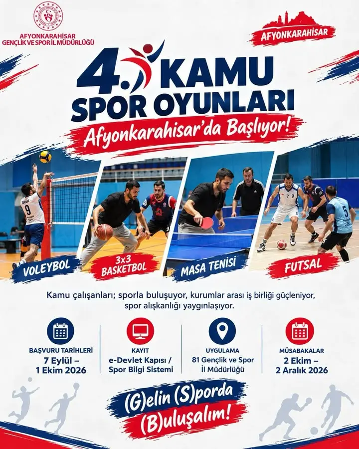 4. Kamu Spor Oyunları Afyonkarahisar’da Başlıyor!