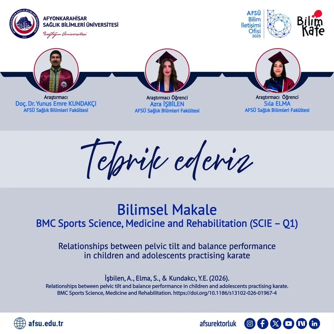 AFSÜ Akademisyeninden Yayın Başarısı: BMC Sports Science, Medicine and Rehabilitation Dergisinde Yayımlandı