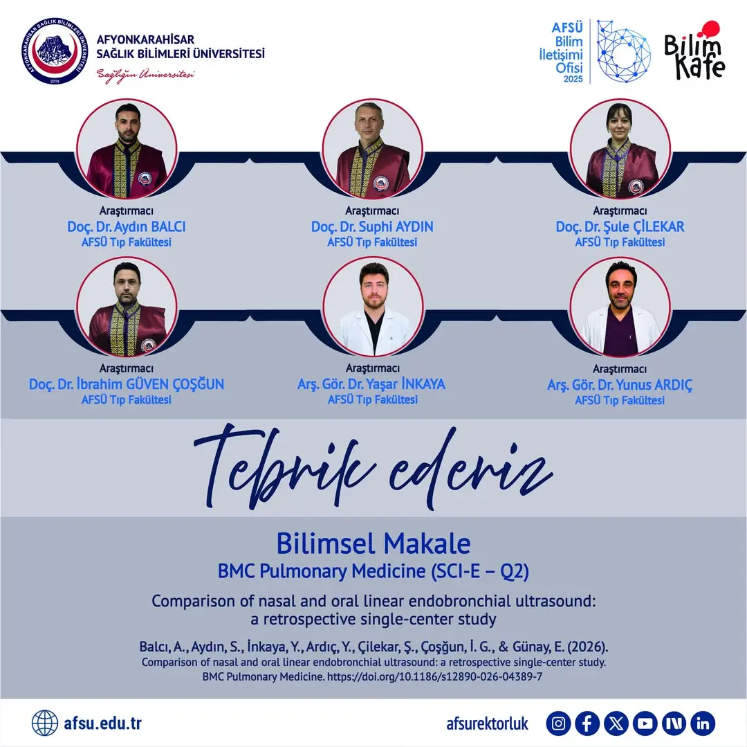 AFSÜ Akademisyenlerinden Yayınlanan Bilimsel Makale: BMC Pulmonary Medicine