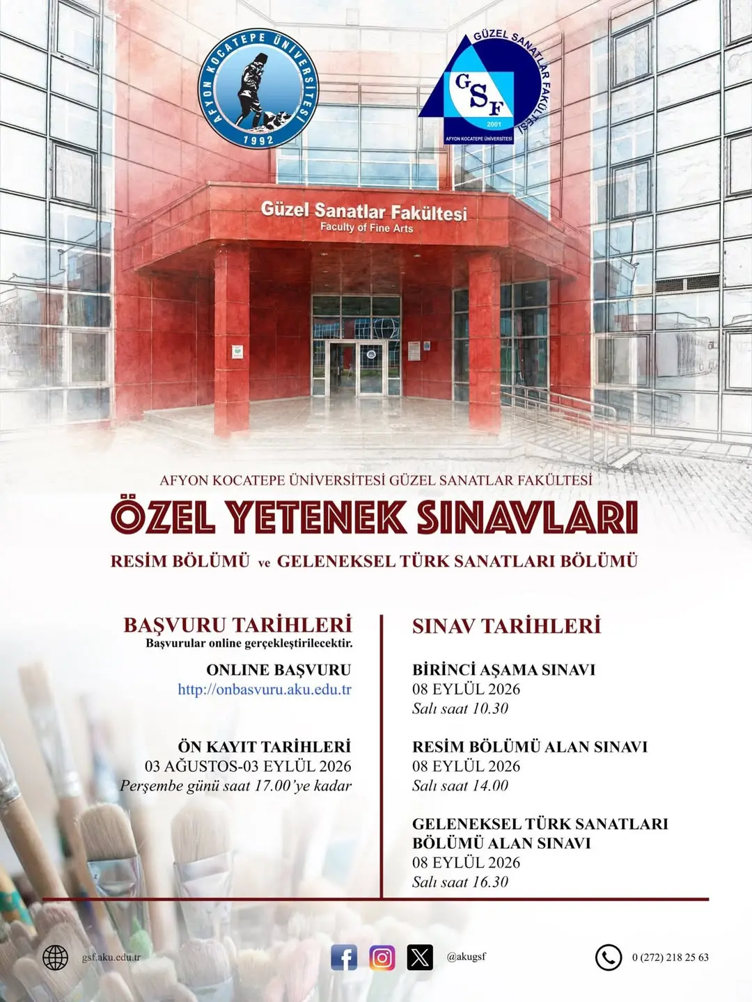 Afyon Kocatepe Üniversitesi GSF Özel Yetenek Sınavı (ÖZYES) Başvuruları Başladı
