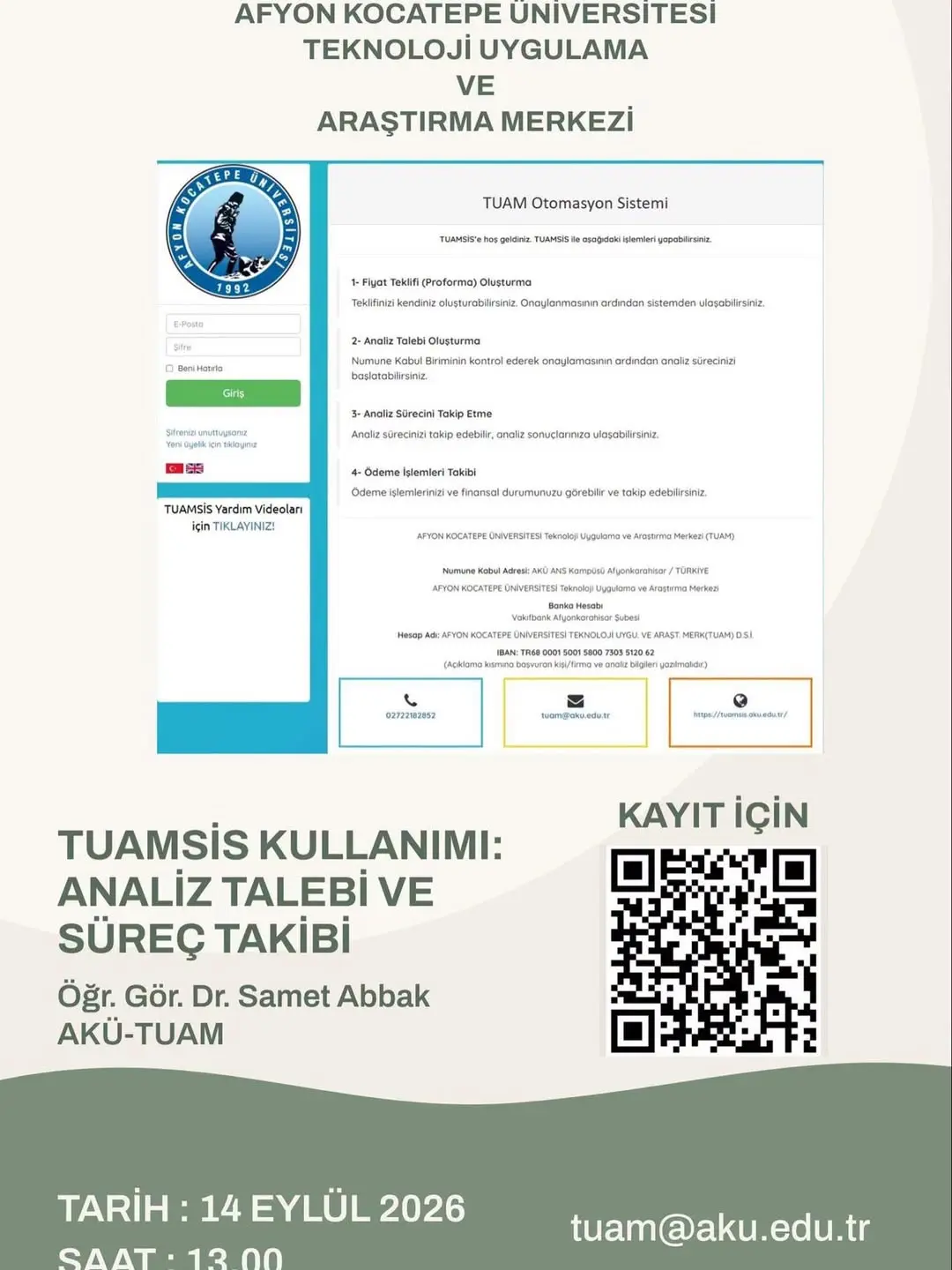 Afyon Kocatepe Üniversitesi'nden TUAMSİS Kullanımı Analizi Açıklaması